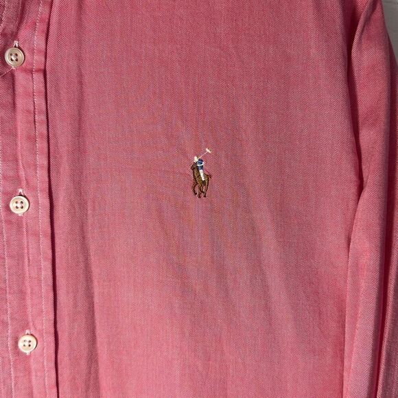 Ralph Lauren Chambray Oxford Cotton Dress Shirt Mens Size Large L Color Pony - Picture 3 of 8